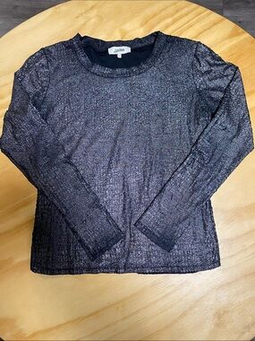 Jean Paul Gaultier Metallic Ribbed Long Sleeve Top - Black with Silver